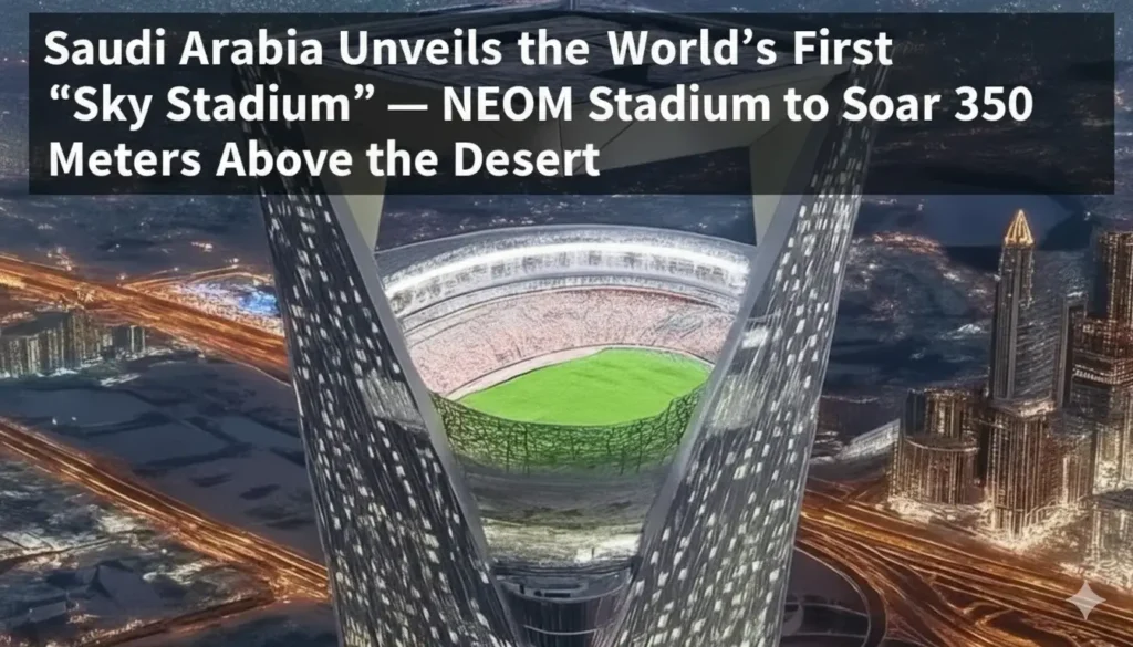 Saudi Arabia Unveils The Worlds First Sky Stadium Result Saudi Arabia Unveils the World’s First “Sky Stadium” — NEOM Stadium to Soar 350 Meters Above the Desert