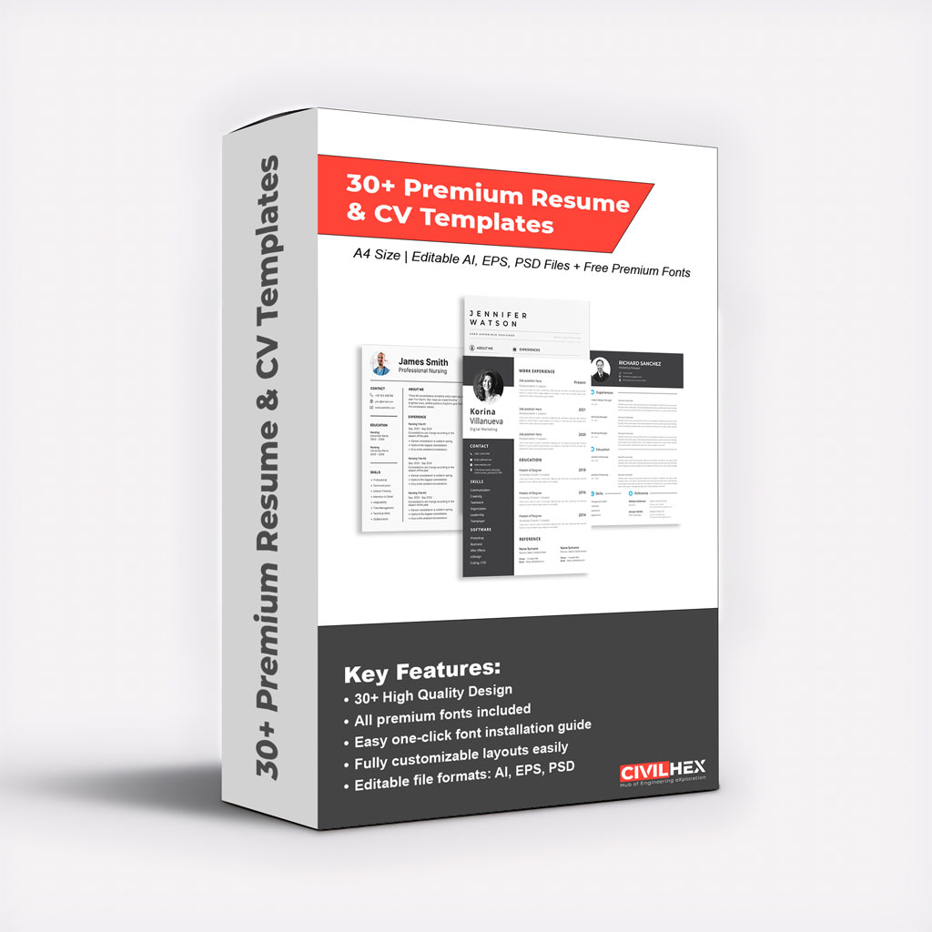 30+ Premium Resume & CV Templates | A4 Size | Editable AI, EPS, PSD Files + Free Premium Fonts
